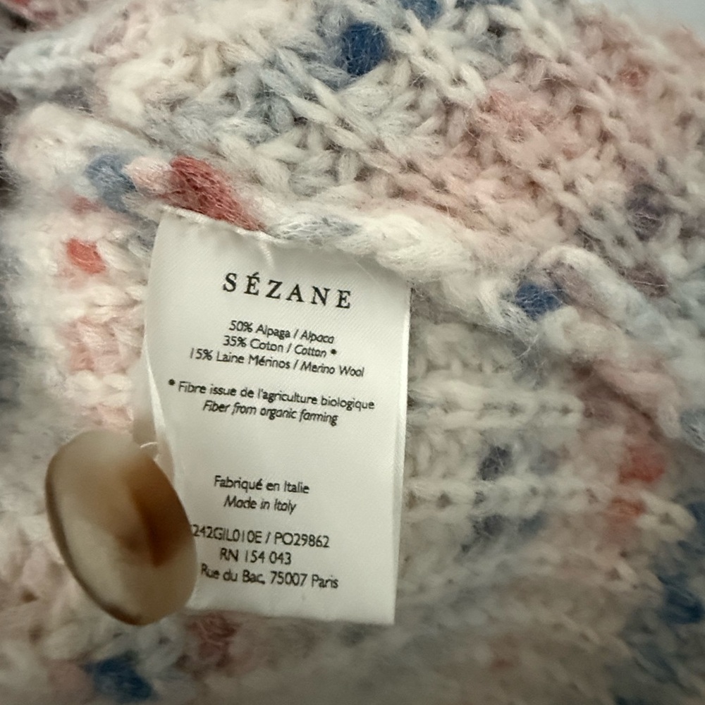 Sezane Multi Speckled Pierre Cardigan - Cream - Picture 7 of 13